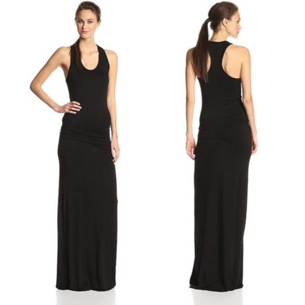 Young Fabulous & and Broke black Hamptons racerback maxi dress ruched sides XL